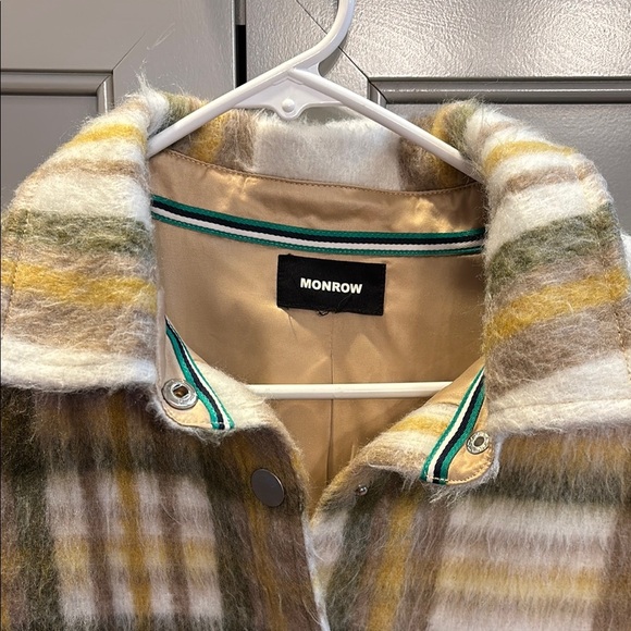 Monrow Multi Color Plaid Flannel Shacket Coat Jacket sz S - Picture 3 of 8